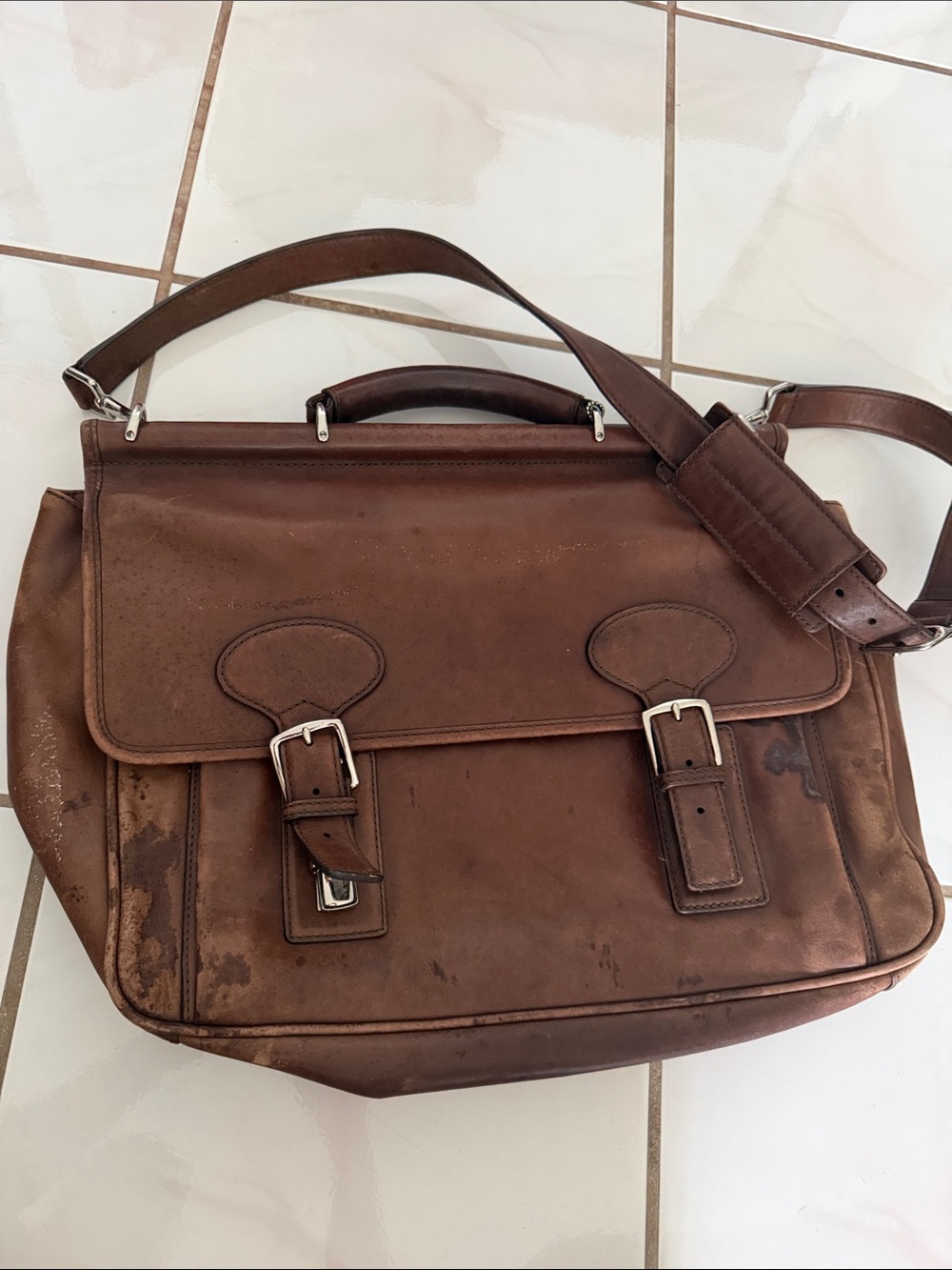 RARE VINTAGE COACH 5235 CONNER BROWN PADDED LEATHER BRIEFCASE LAPTOP BAG/ xbody